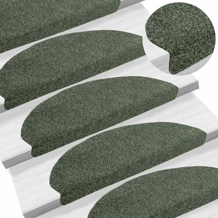 Vidaxl trapmatten zelfklevend 5 stuks 65x21x4 cm groen halfrond groot
