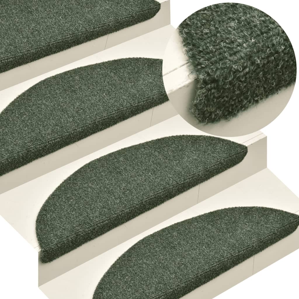 Vidaxl trapmatten zelfklevend 10 stuks 65x21x4 cm groen halfrond groot