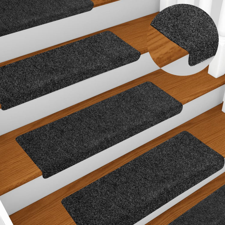 Vidaxl trapmatten zelfklevend 5 stuks 65x21x4 cm donkergrijs