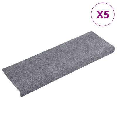 Vidaxl trapmatten zelfklevend 5 stuks 65x21x4 cm lichtgrijs rechthoekige rand