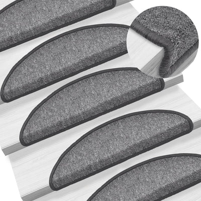 Vidaxl trapmatten 10 st 56x17x3 cm donkergrijs halfrond