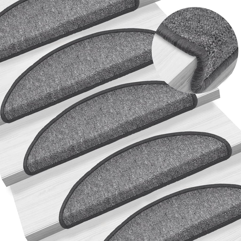 Vidaxl trapmatten 10 st 56x17x3 cm donkergrijs halfrond