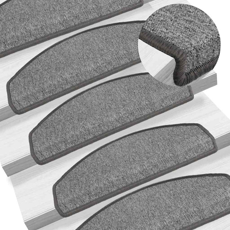Vidaxl trapmatten 10 st 65x24x4 cm donkergrijs halfrond groot