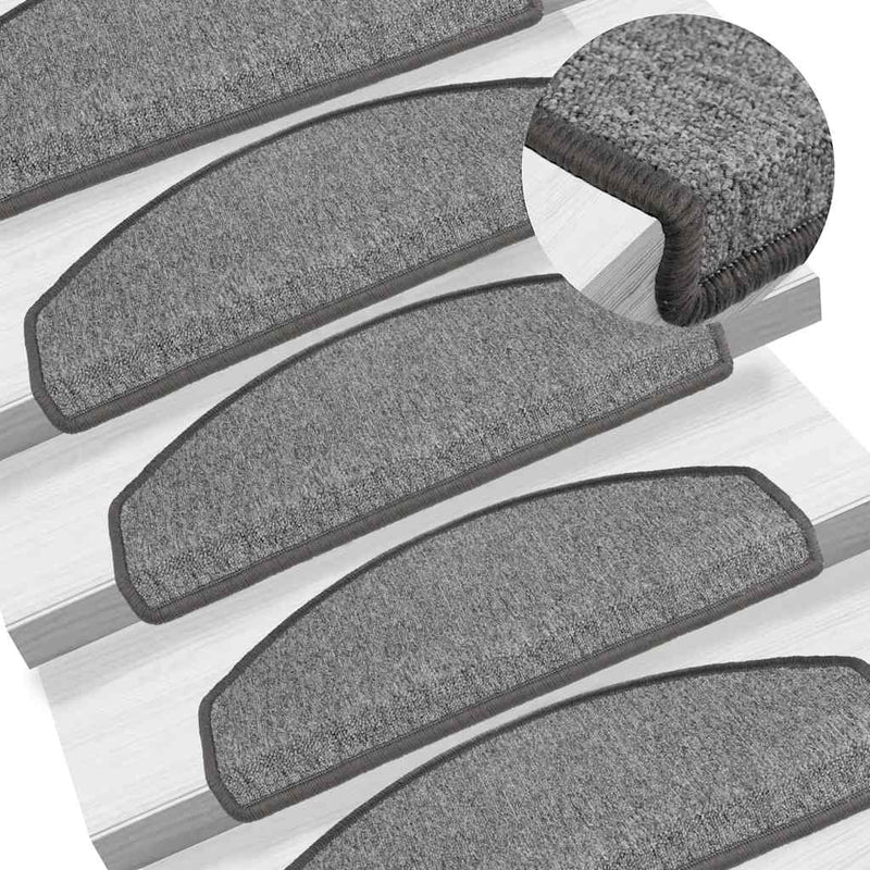 Vidaxl trapmatten 10 st 65x24x4 cm donkergrijs halfrond groot