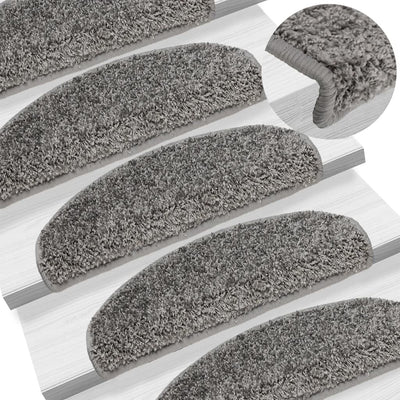 Vidaxl trapmatten 10 st 65x21x4 cm grijs halfrond groot