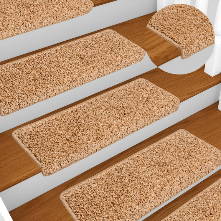 Vidaxl trapmatten 10 st 65x21x4 cm beige rechthoekige rand