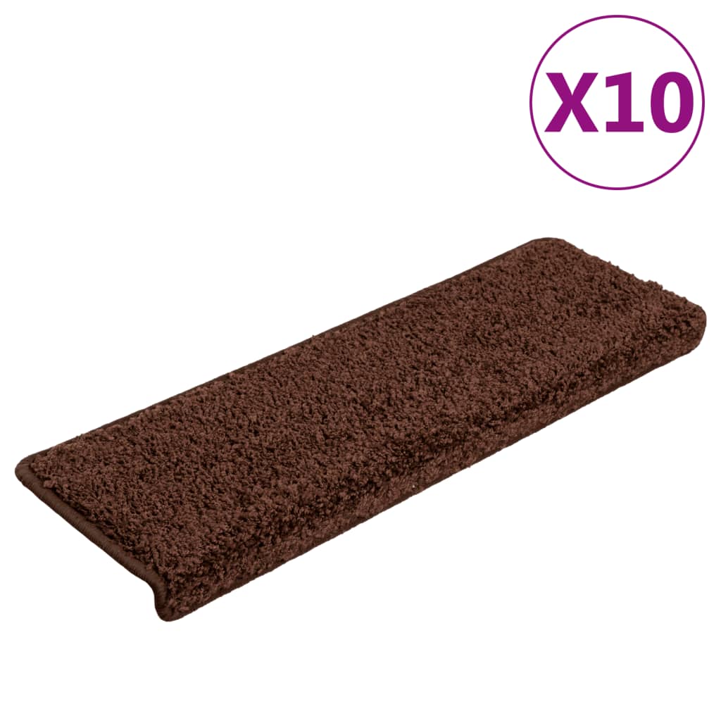 Vidaxl trapmatten 10 st 65x21x4 cm bruin rechthoekige rand