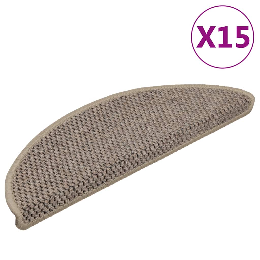Vidaxl trapmatten zelfklevend 15 st sisal-look 56x17x3 cm donkerbeige