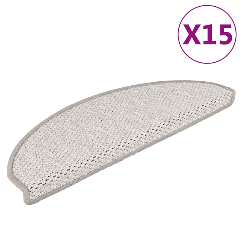 Vidaxl trapmatten zelfklevend 15 st sisal-look 65x21x4 cm platinakleur