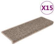 Vidaxl trapmatten zelfklevend 15 st sisal-look 65x21x4 cm donkerbeige - afbeelding 1