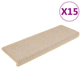 Vidaxl trapmatten zelfklevend 15 st sisal-look 65x21x4 cm berber - afbeelding 1