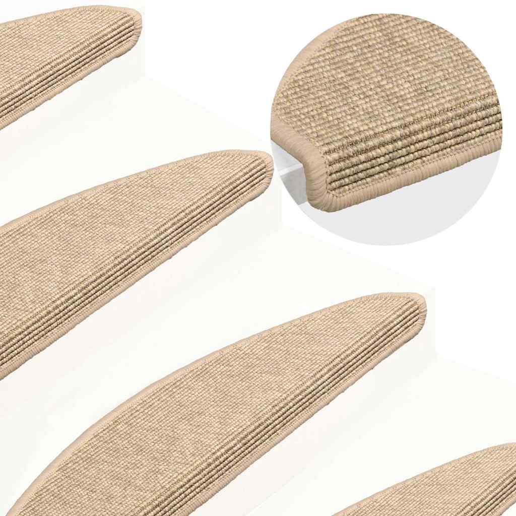 Vidaxl trapmatten 15 st 65x21x4 cm lichtbeige halfrond groot