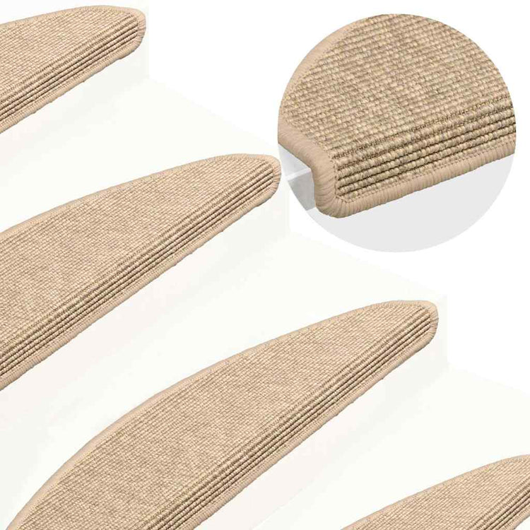 Vidaxl trapmatten 15 st 65x21x4 cm lichtbeige halfrond groot