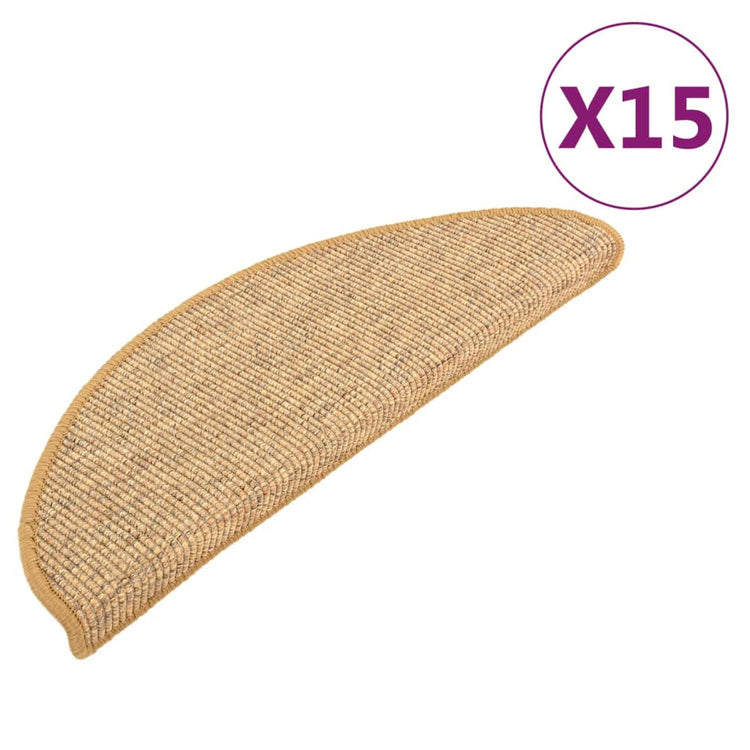 Vidaxl trapmatten 15 st 65x21x4 cm sisal halfrond groot