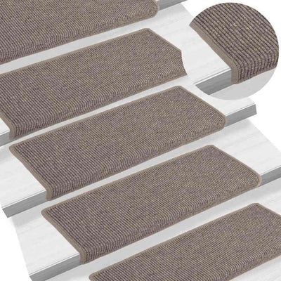 Vidaxl trapmatten 15 st 65x21x4 cm donkerbeige rechthoekige rand