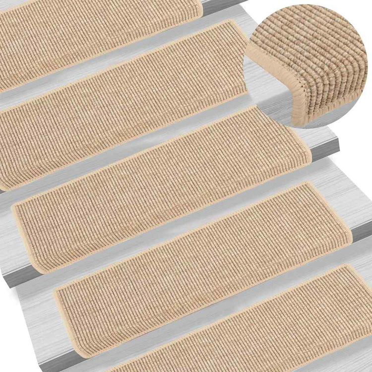 Vidaxl trapmatten 15 st 65x21x4 cm lichtbeige met rechthoekige rand