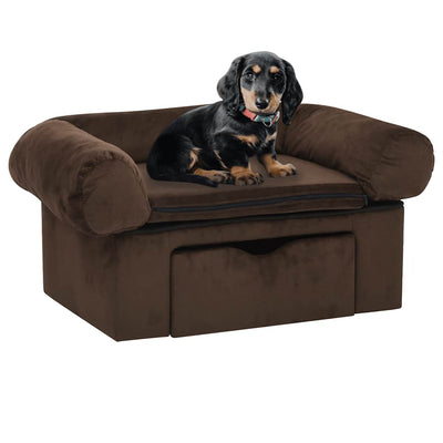 Vidaxl hondenbank met lade 75x50x38 cm pluche bruin