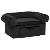 Vidaxl hondenbank met lade 75x50x38 cm pluche zwart - afbeelding 2