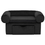 Vidaxl hondenbank met lade 75x50x38 cm pluche zwart - afbeelding 3