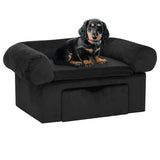 Vidaxl hondenbank met lade 75x50x38 cm pluche zwart - afbeelding 1