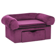 Vidaxl hondenbank met lade 75x50x38 cm pluche bordeauxrood - afbeelding 2