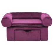 Vidaxl hondenbank met lade 75x50x38 cm pluche bordeauxrood - afbeelding 3