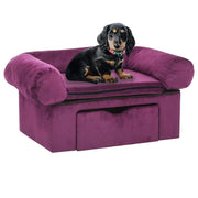 Vidaxl hondenbank met lade 75x50x38 cm pluche bordeauxrood - afbeelding 1