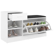 Vidaxl schoenenbank 94,5x31x57 cm bewerkt hout wit - afbeelding 3