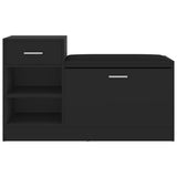 Vidaxl schoenenbank 94,5x31x57 cm bewerkt hout zwart - afbeelding 3