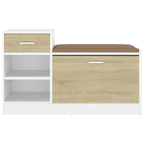 Vidaxl schoenenbank 94,5x31x57 cm bewerkt hout wit sonoma eikenkleurig - afbeelding 3