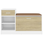 Vidaxl schoenenbank 94,5x31x57 cm bewerkt hout wit sonoma eikenkleurig - afbeelding 3