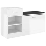 Vidaxl schoenenbank 94,5x31x57 cm bewerkt hout hoogglans wit - afbeelding 2