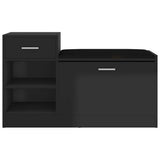 Vidaxl schoenenbank 94,5x31x57 cm bewerkt hout hoogglans zwart - afbeelding 3