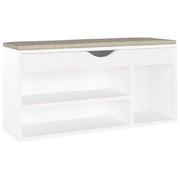 Vidaxl schoenenbank met kussen 104x30x49 cm bewerkt hout wit - afbeelding 2