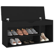 Vidaxl schoenenbank met kussen 104x30x49 cm bewerkt hout zwart - afbeelding 3