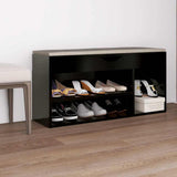 Vidaxl schoenenbank met kussen 104x30x49 cm bewerkt hout zwart - afbeelding 1