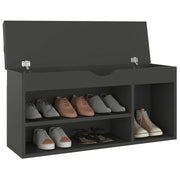 Vidaxl schoenenbank met kussen 104x30x49 cm bewerkt hout grijs - afbeelding 3