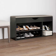Vidaxl schoenenbank met kussen 104x30x49 cm bewerkt hout grijs - afbeelding 1