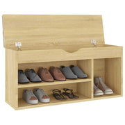 Vidaxl schoenenbank met kussen 104x30x49 cm bewerkt hout sonoma eiken - afbeelding 3