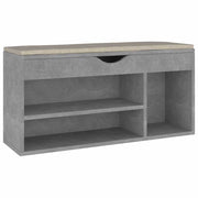 Vidaxl schoenenbank met kussen 104x30x49 cm bewerkt hout betongrijs - afbeelding 2