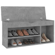 Vidaxl schoenenbank met kussen 104x30x49 cm bewerkt hout betongrijs - afbeelding 3