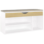 Vidaxl schoenenbank en kussen 104x30x49 cm hout wit sonoma eiken - afbeelding 2