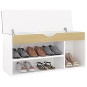 Vidaxl schoenenbank en kussen 104x30x49 cm hout wit sonoma eiken - afbeelding 3