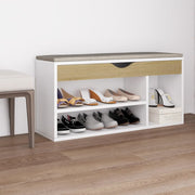 Vidaxl schoenenbank en kussen 104x30x49 cm hout wit sonoma eiken - afbeelding 1