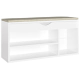 Vidaxl schoenenbank met kussen 104x30x49 cm bewerkt hout hoogglans wit - afbeelding 2