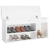 Vidaxl schoenenbank met kussen 104x30x49 cm bewerkt hout hoogglans wit - afbeelding 3