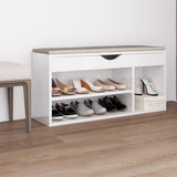 Vidaxl schoenenbank met kussen 104x30x49 cm bewerkt hout hoogglans wit - afbeelding 1