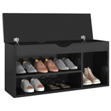 Vidaxl schoenenbank met kussen 104x30x49 cm hout hoogglans zwart - afbeelding 3
