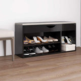 Vidaxl schoenenbank met kussen 104x30x49 cm hout hoogglans zwart - afbeelding 1