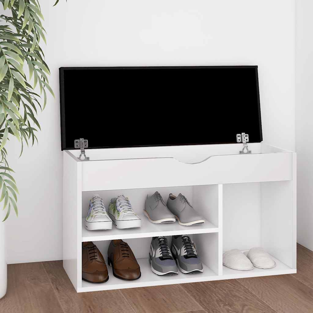 Vidaxl schoenenbank met kussen 80x30x47 cm bewerkt hout wit